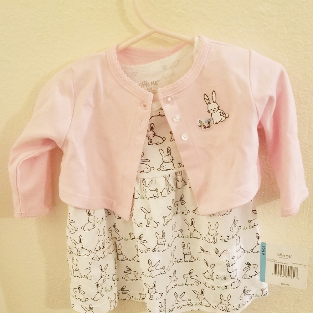Infant Bunny Dress and Cardigan (3 piece)